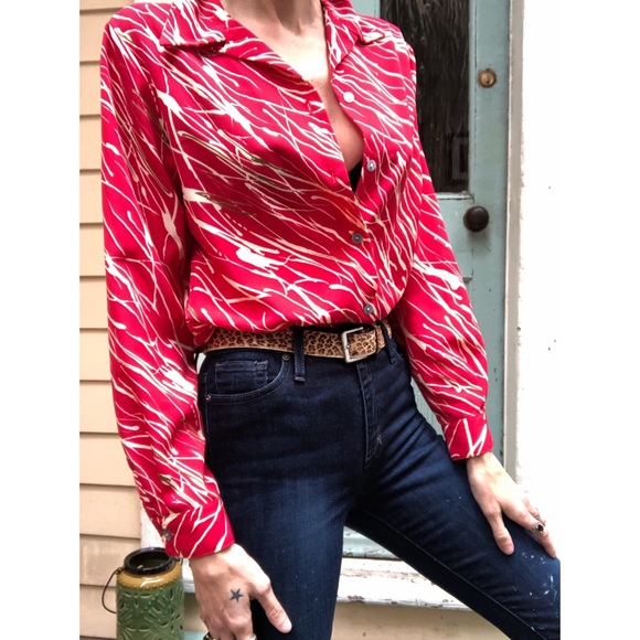 Vintage Tops - Vintage 70s polyester blouse